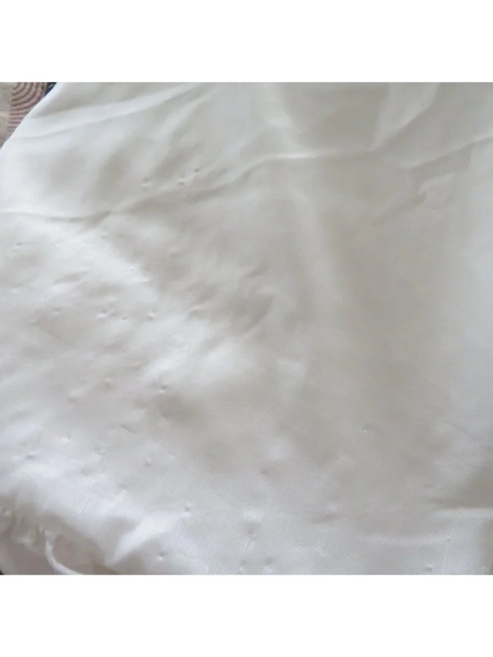 Vintage Queen White Cotton Eyelet Bed Skirt Embroidered Hem Ruffled 15